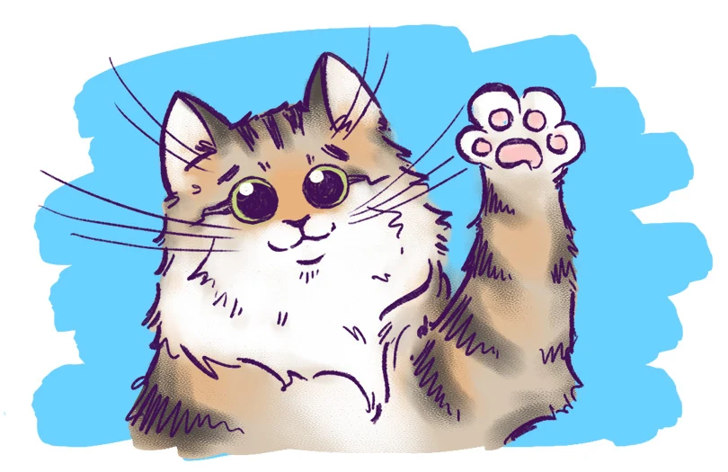The Ounce of Calm cat waving hello